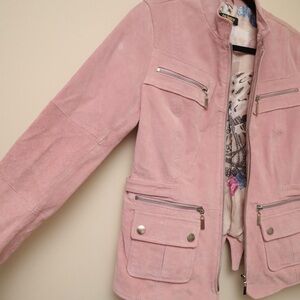 twiggy LONDON Pink Suede Zip-Front Jacket